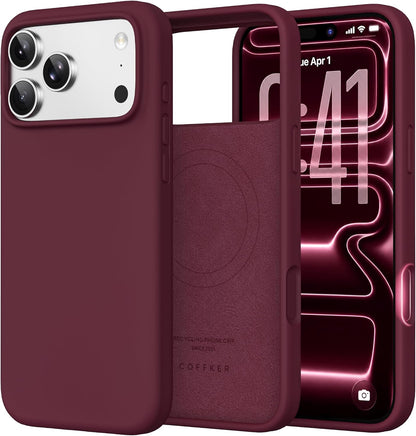 Magnetic for iPhone 18 Pro /17 Pro Case Silicone, Wine Red