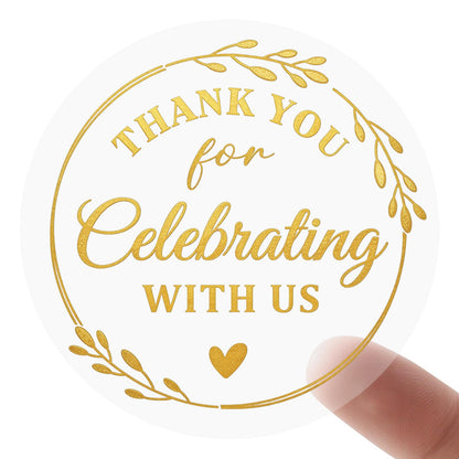 Thank You Stickers, 100 PCS Black Wedding Stickers with Gold Foil