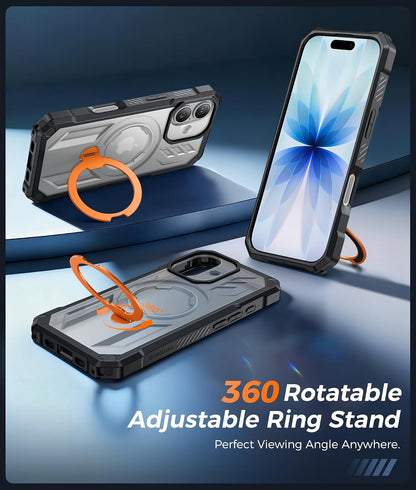 FNTCASE for iPhone 17 Case with 360 Spin Magnetic Stand