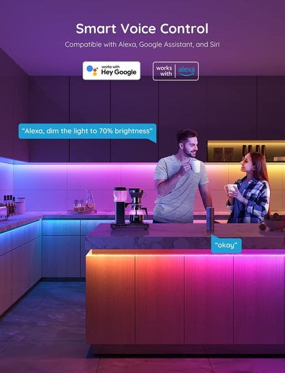Govee 100ft RGBIC LED Strip Lights, Work with Alexa and Google Assistant