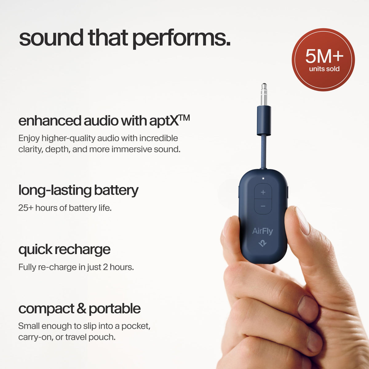 Twelve South AirFly SE, Bluetooth Wireless Audio Transmitter Adapter, White