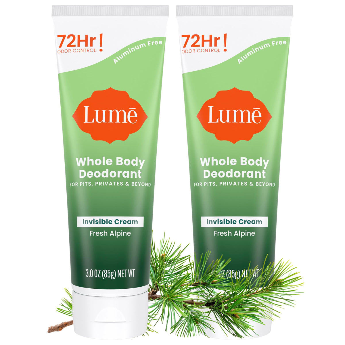Lume Whole Body Deodorant - Cream Tube - 3 oz, 2 pk (Soft Powder)