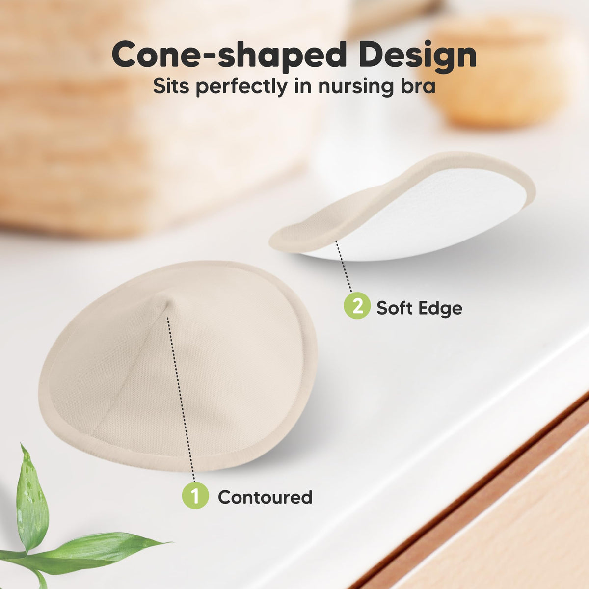 Organic Nursing Pads, 14 Washable Breast Pads,Wash Bag (Neutrals, XL 5.6")
