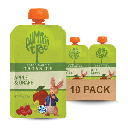 Pumpkin Tree Peter Rabbit Organics, Banana, Mango, and Kale, 4 Squeeze Pouch, Mango, Broccoli & Kale, 4.4 Ounce (Pack of 10)