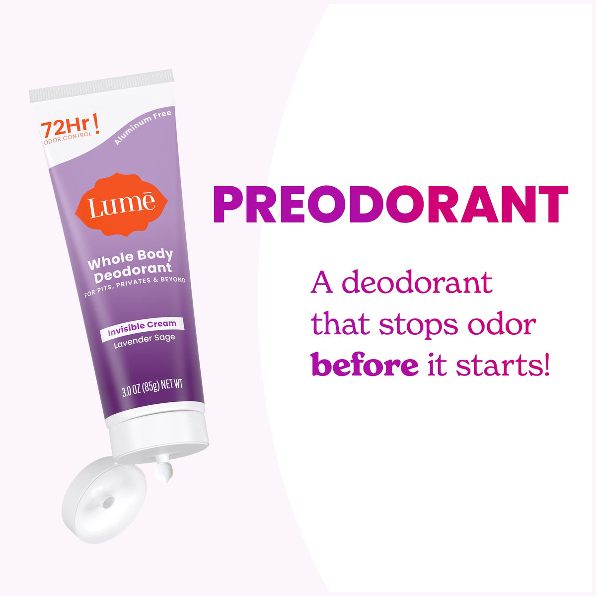 Lume Whole Body Deodorant - Cream Tube - 3 oz, 2 pk (Soft Powder)
