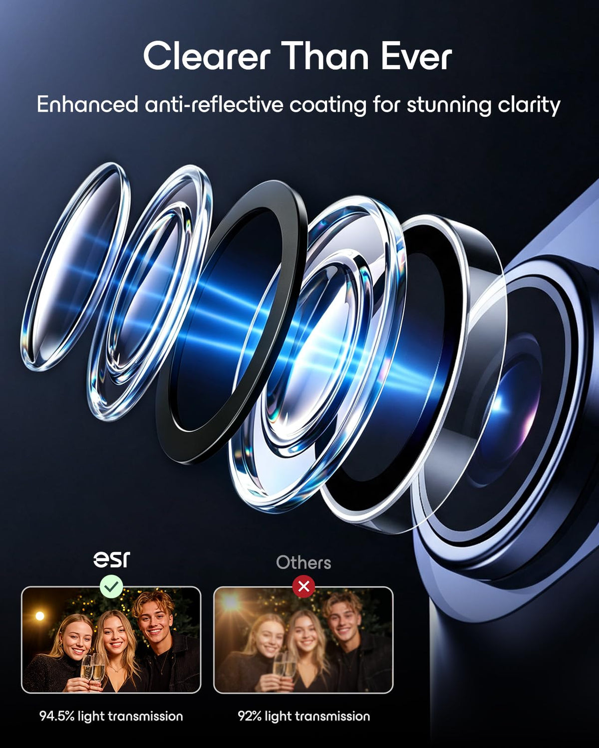 ESR for iPhone 17 Pro Max/17 Pro Camera Lens Protector, 1 Pack, Black