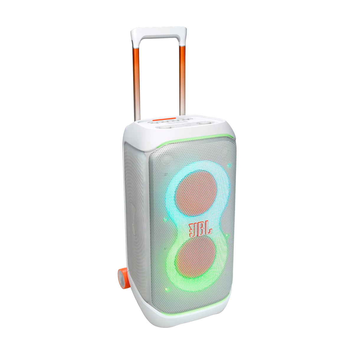 JBL PartyBox Stage 320 - Portable Party Speaker with Telescopic Handle & Wide, Sturdy Wheels, Powerful JBL Pro Sound, Futuristic lightshow, Up to 18 Hours of Play time, Splash Proof (Black)