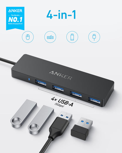 Anker USB Hub, 4-in-1 USB Splitter, 4 USB-A Ports with 5Gbps Data Transfer