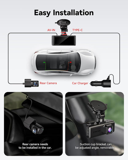 REDTIGER 4K STARVIS 2 Dashcam Front Rear, 5GHz WiFi 20MB/s, Free 128GB Card