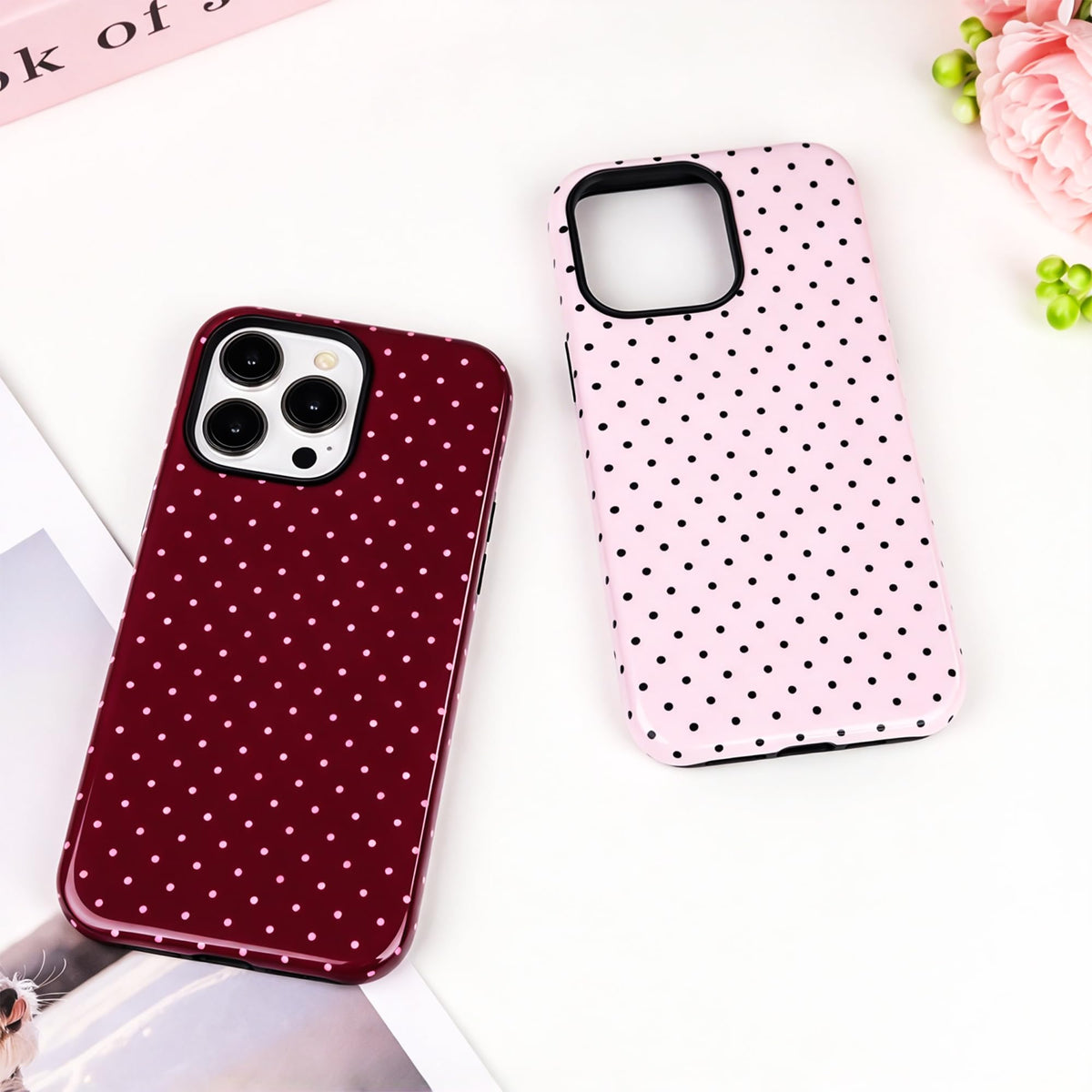 Polka Dot Pattern Phone Case for iPhone 17 6.3", White
