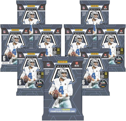 2025 Panini Mosaic Football Flagship Collection Trading Card Box (1 Stained Glass Oversized Card Per Box)