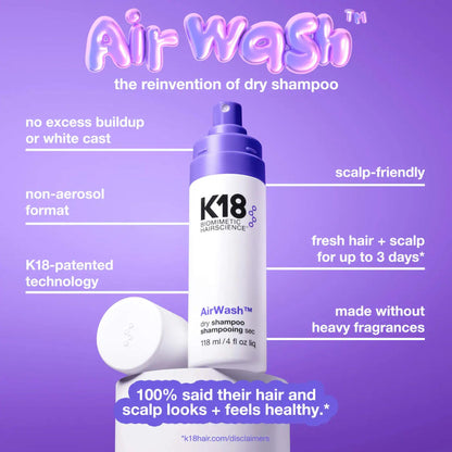 K18 AirWash Travel Non Aerosol Dry Shampoo Spray, 1.6 Fl Oz