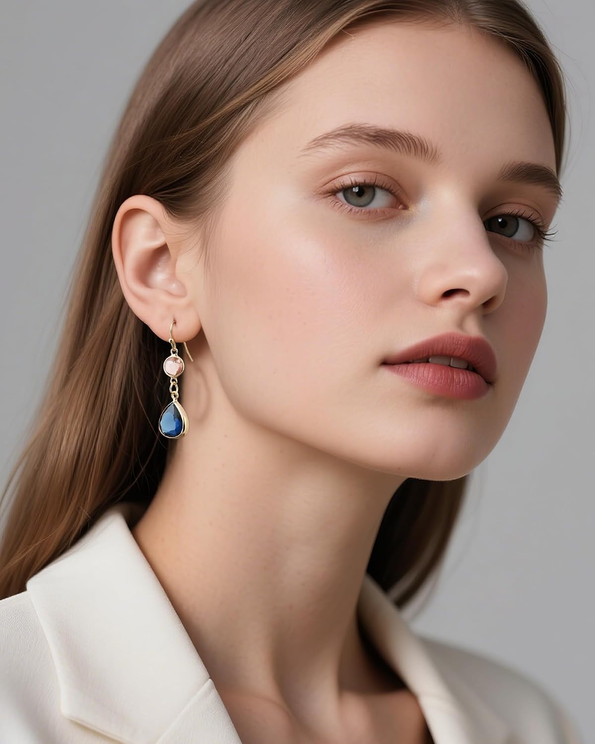 Handmade Dangle Drop Birthstone Earrings 14K Gold - Plated Hypoallergenic Lightweight & Comfortable Elegant Gemstone Earrings for Women