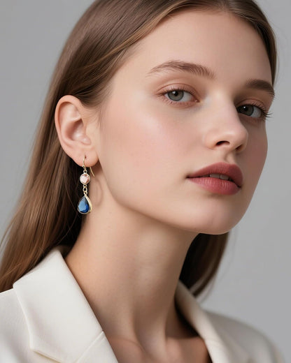 Handmade Dangle Drop Birthstone Earrings 14K Gold - Plated Hypoallergenic Lightweight & Comfortable Elegant Gemstone Earrings for Women