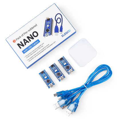 ELEGOO Presoldered Nano Board USB-C with Cable Compatible with Arduino 3PC