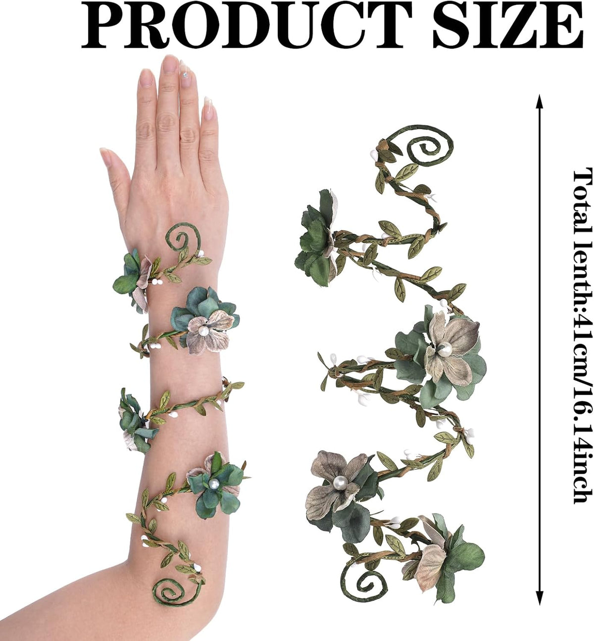 FRESHME Renaissance Fairy Floral Arm Wrap - 1 PC Elf Bracelet Forest Mother Nature Costume Renfaire Cosplay Fairy Accessories