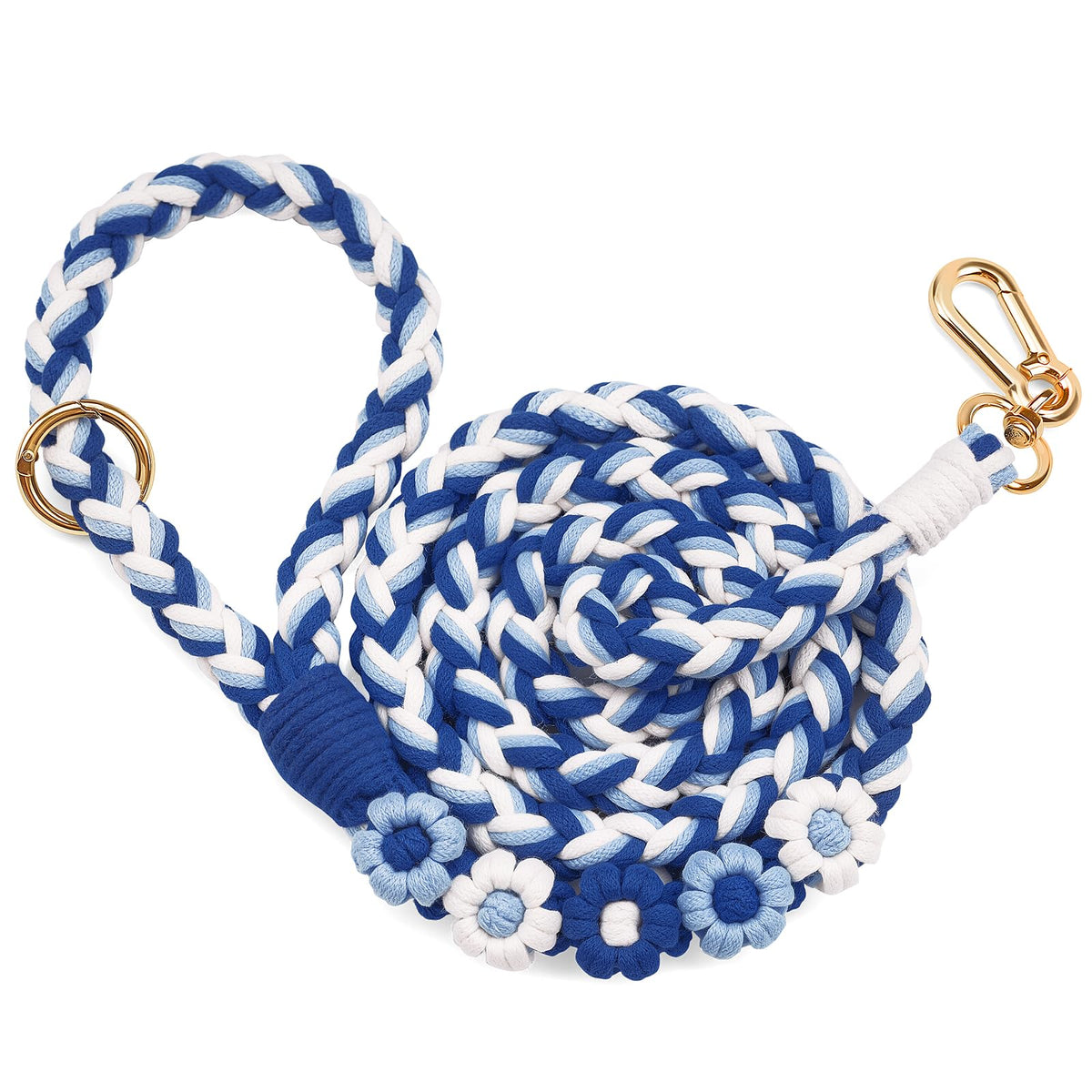 5FT Braided Cotton Rope Leash for Small, Medium and Large Dogs, Red & White Twist