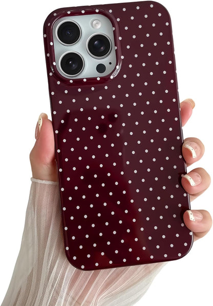 Yeddabox for iPhone 15 Case Cute Polka Dot Phone Case Soft TPU Slim Shockproof Phone Cover for Women Girls, Blue