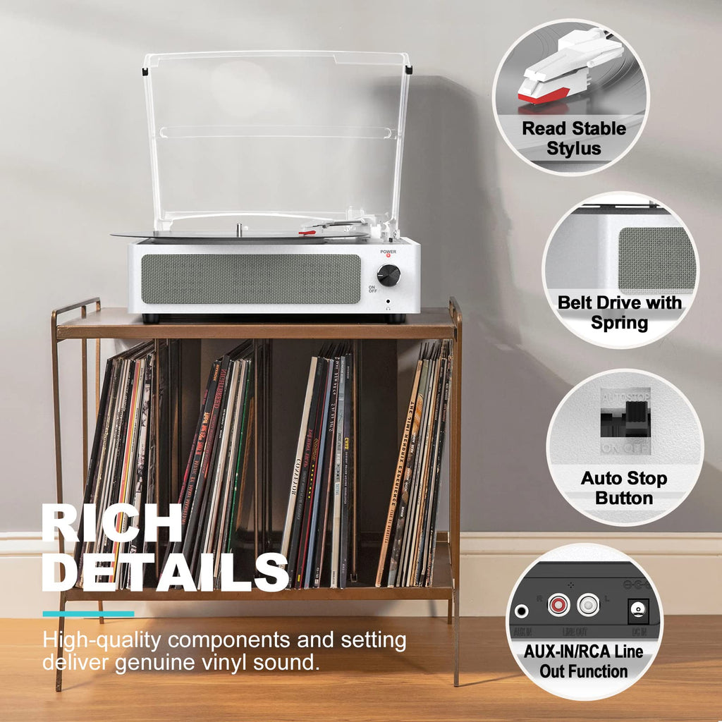 Seasonlife® Record Player for Vinyl Turntable with Speakers,Pale Purple