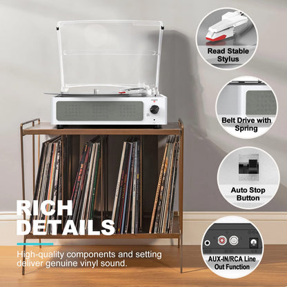 Seasonlife® Record Player for Vinyl Turntable with Speakers,Pale Purple