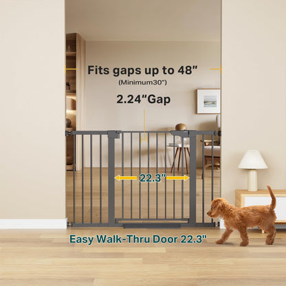 Cumbor 29.7-51.5 in Extra Wide Baby Gate for Stairs, Dog Gate Indoor Black