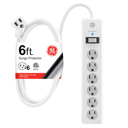 GE Surge Protector Power Strip, 2 Pack, 6 Ft Extension Cord