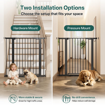 InnoTruth 27-36.6 in Wide Baby Gate for Stairs and Doorways, Black