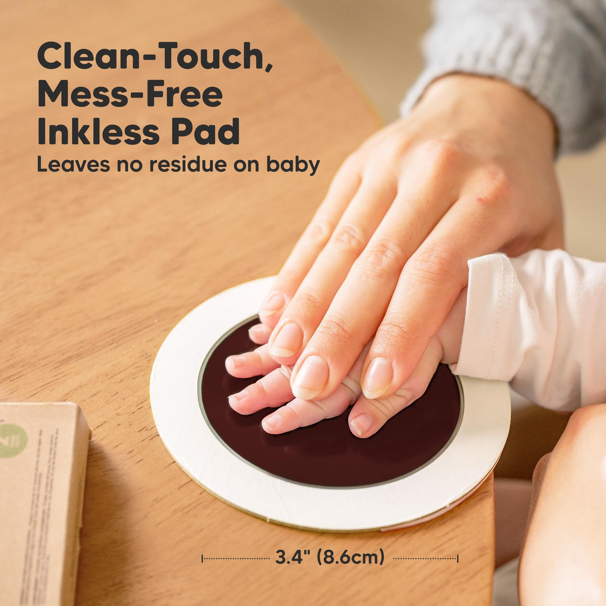 4pk Inkless Baby Hand and Footprint Kit, Mess Free Ink Pads (Jet Black, R)