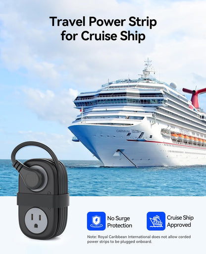ORICO Purple Cruise Approved Travel Power Strip with 4FT Extension Cord