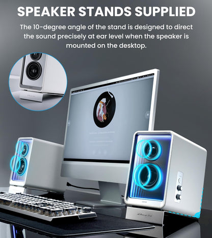 Edifier QR65 RGB Light Desktop Active Monitor, 70W RMS, Hi-Res Audio, Black