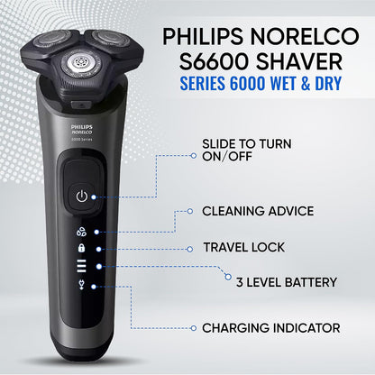 Philips Electric Shavers for Men, Rechargeable Wet/Dry Electric Shaver with SenseIQ Technology, Cordless Electric Razors for Men with Pop-up Trimmer, Travel Case