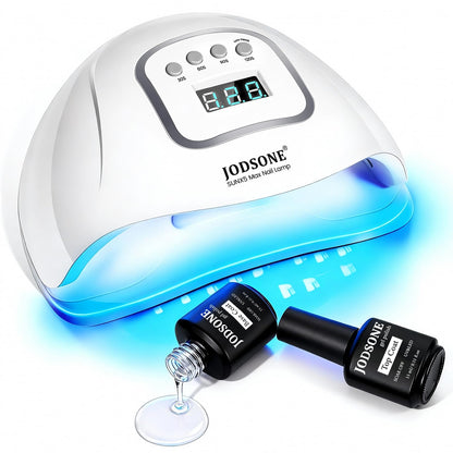 JODSONE Gel Nail Kit,210Pcs BS-74 Short Almond Nail Tips with U V Light