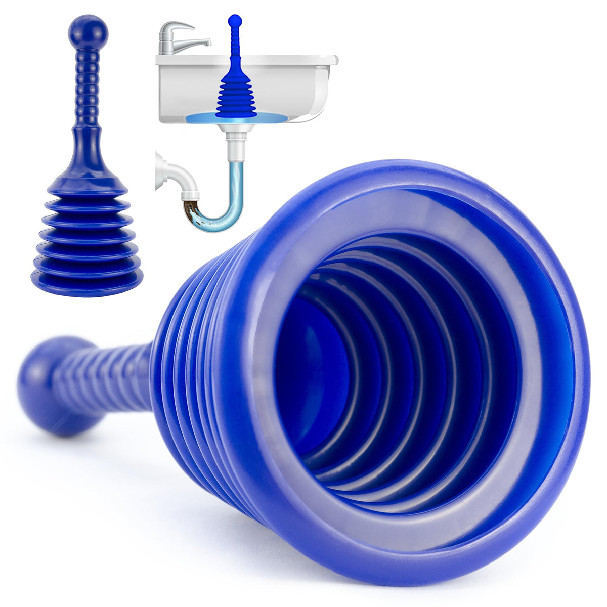 Luigi's Mini Sink Plunger for Unblocking Drains in Bathroom Kitchen Sink Bath and Shower - Small Powerful Commercial Style Plumbers Plunger - Bellow Plunger Sink Unblocker