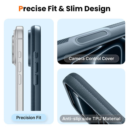 Mkeke for iPhone 17 Pro Max Case Techwoven Green, [Compatible with MagSafe] [Camera Control Cover] [Premium Tech Woven Fabric] [Drop Protection] Shockproof Skin-Friendly
