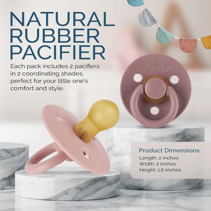 Itzy Ritzy Natural Rubber Pacifiers for 0–6 Mos, Set of 2, Blossom/Rosewood