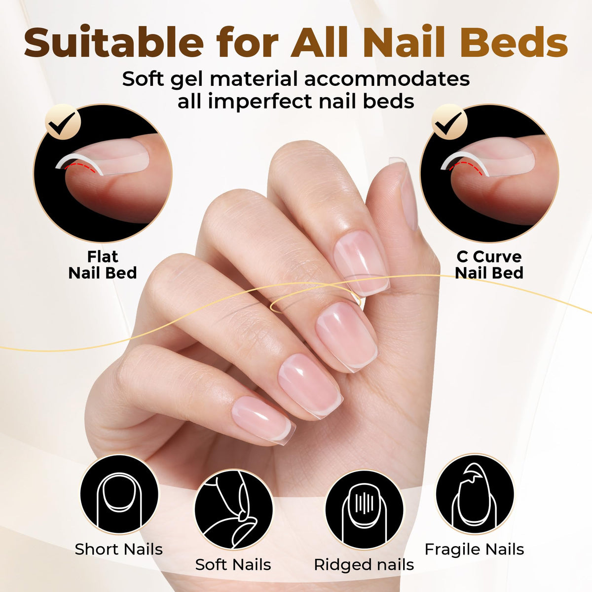 UNA GELLA Short Sharp Square Nail Tips 504pcs X-Soft Flat Square Nails