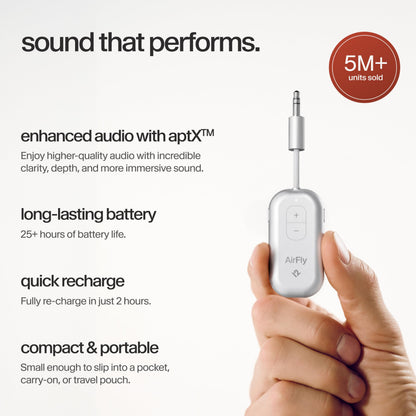 Twelve South AirFly SE, Bluetooth Wireless Audio Transmitter Adapter, White