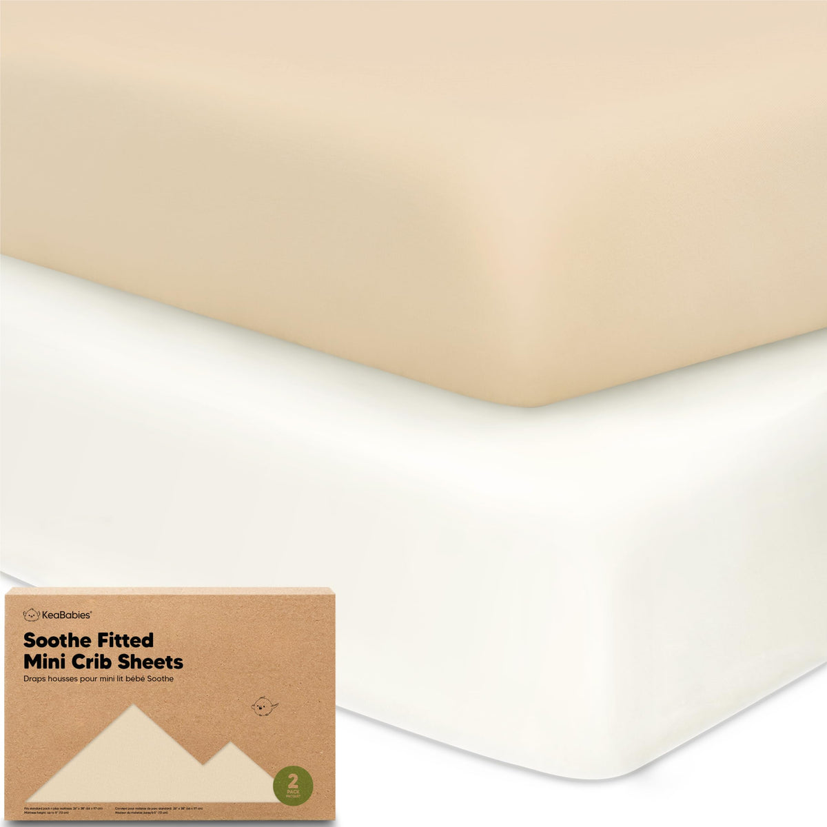 2pk Mini Crib Sheets Fitted 38x26 Pack N Play Mattress Sheet (Bumble Bear)