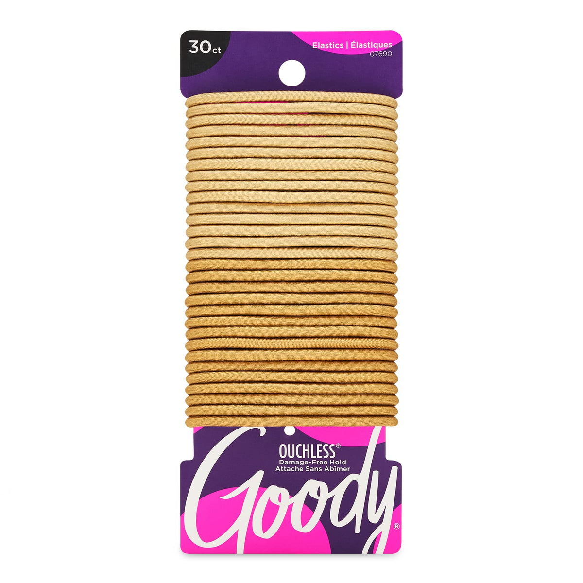 Goody Ouchless Elastic Hair Ties, 30 Ct, Black, 4MM Rubber Bands, Pain-Free
