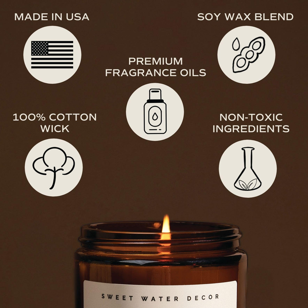 Sweet Water Decor Fraser Fir Candle, 9oz Amber Glass Jar, Winter Scent