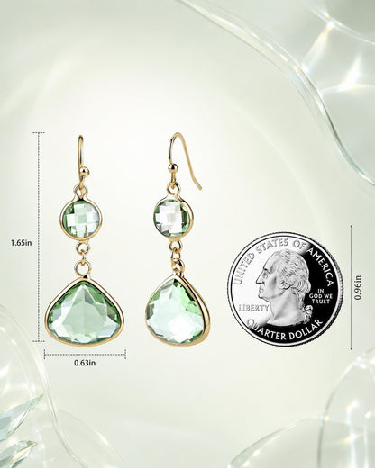 Handmade Dangle Drop Birthstone Earrings 14K Gold - Plated Hypoallergenic Lightweight & Comfortable Elegant Gemstone Earrings for Women