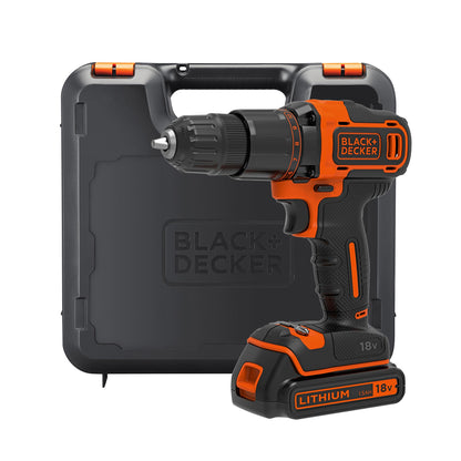 BLACK+DECKER 18 V Cordless 2-Gear Combi Drill with Kitbox and 2X 1.5 Ah Lithium Ion Batteries