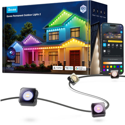 Govee Permanent Outdoor Lights 2, 100ft RGBIC Outdoor Lights with 100 Modes