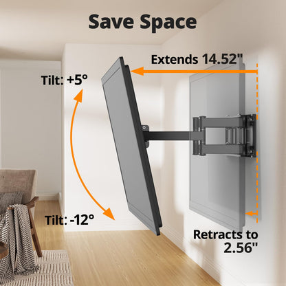 55 65 75 85 inch Tilting TV Wall Mount for 32-90 '' TVs, Low Profile TV Mount Bracket, Safe Lock & Quick Release,Max VESA 600x400mm, 24 inch Studs,132 lbs, Fit Most 55+ 75+ 85+ 86 TVs