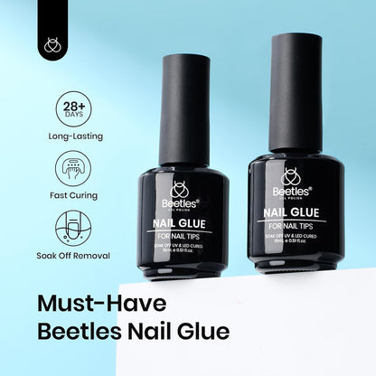 Beetles Soft Gel Nail Kit Almond Short 288pcs 12 Sizes Nail Tips with Glue