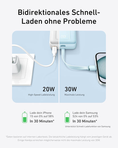Anker Power Bank,10,000mAh 30W with USB-C Travel Essential Portable Charger