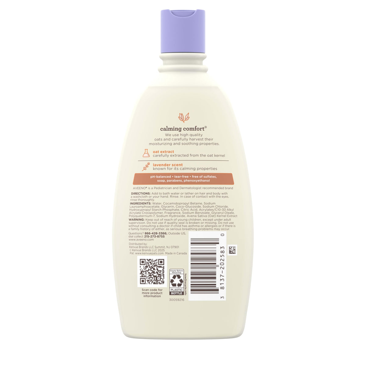 Aveeno Baby Calming Comfort Bath & Body Wash, Lavender & Vanilla, 8 fl oz
