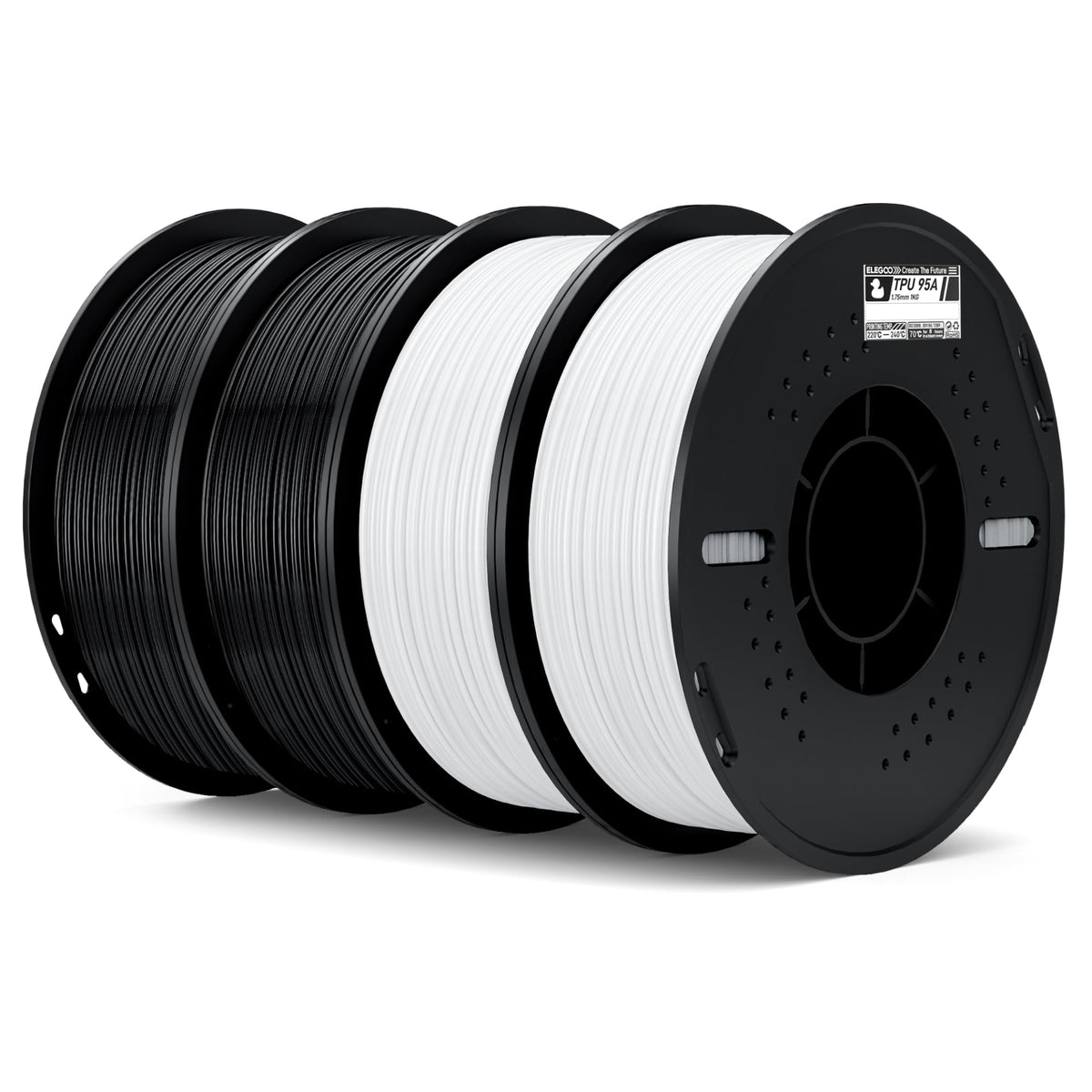 ELEGOO TPU 3D Printer Filament 1.75mm Black 1KG, 95A Flexible