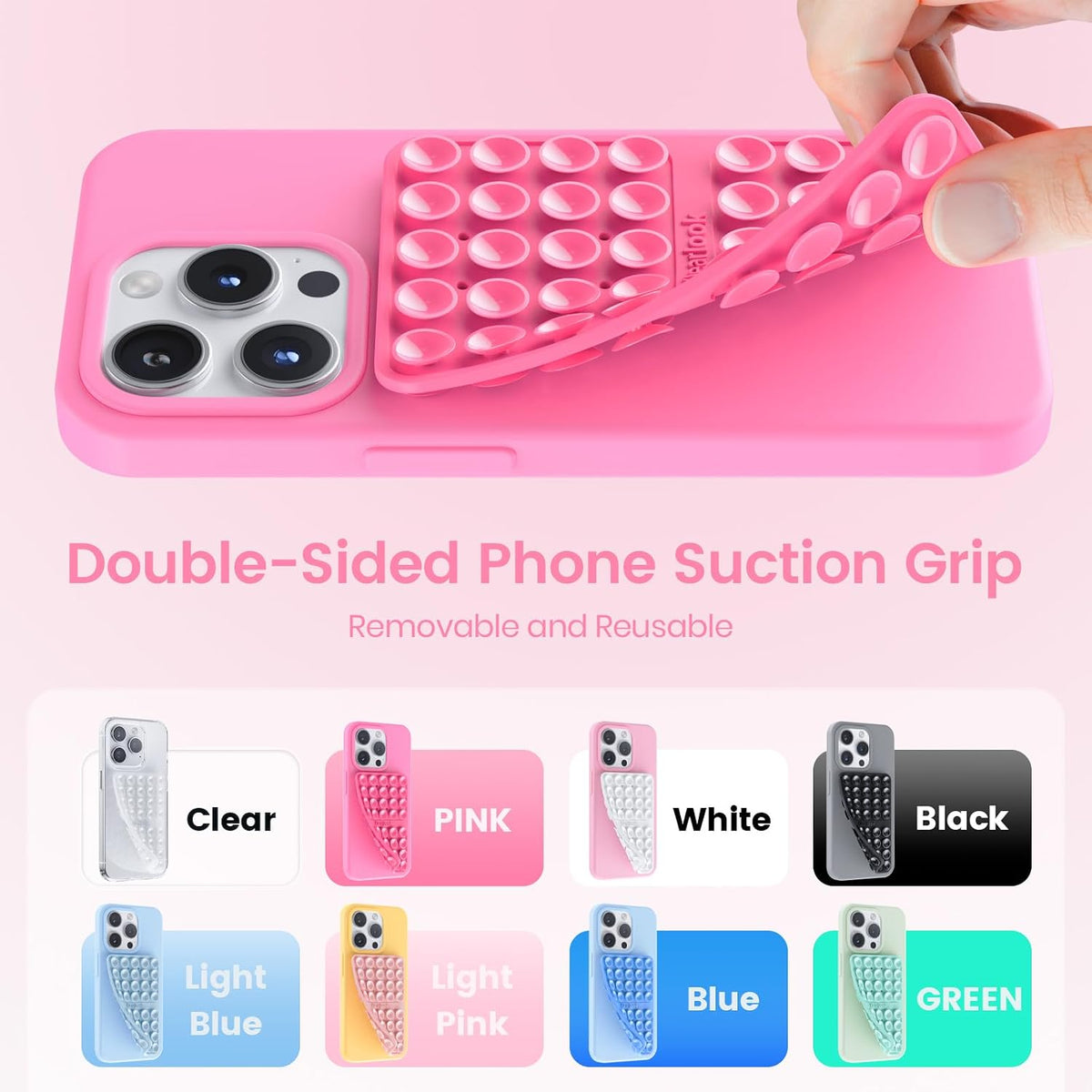 Klearlook Silicone Double Sided Suction Cup Phone Case Mount, Transparent