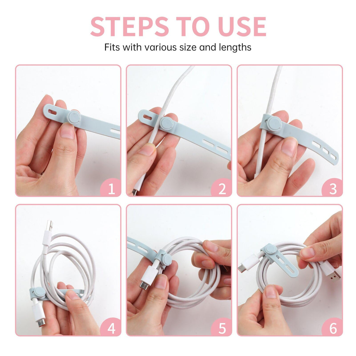 25 Pcs Silicone Cable Ties, Cable Ties Reusable, High Elasticity Cord Wraps for Electrical Cords, Cord Organizer for Earphone, Phone Charger(White)